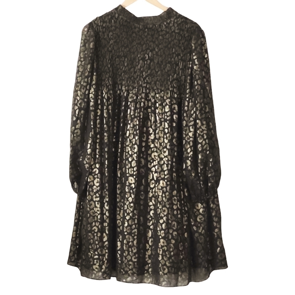 DKNY Plus Size Leopard-Print Tie-Neck Pleated Dress - Picture 4 of 12